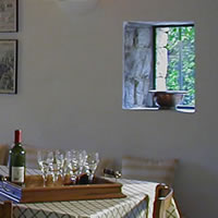 downstairs